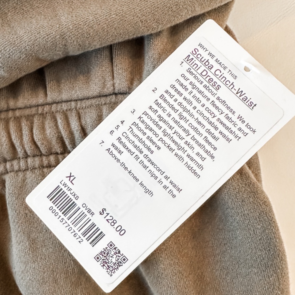 ✨ Lululemon | Scuba Cinch-Waist Mini Dress | Olive Brown | XL - Picture 10 of 12